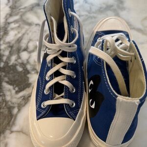 NWOT Comme des Garcons Blue and White High-Top Sneakers - Chuck Taylor